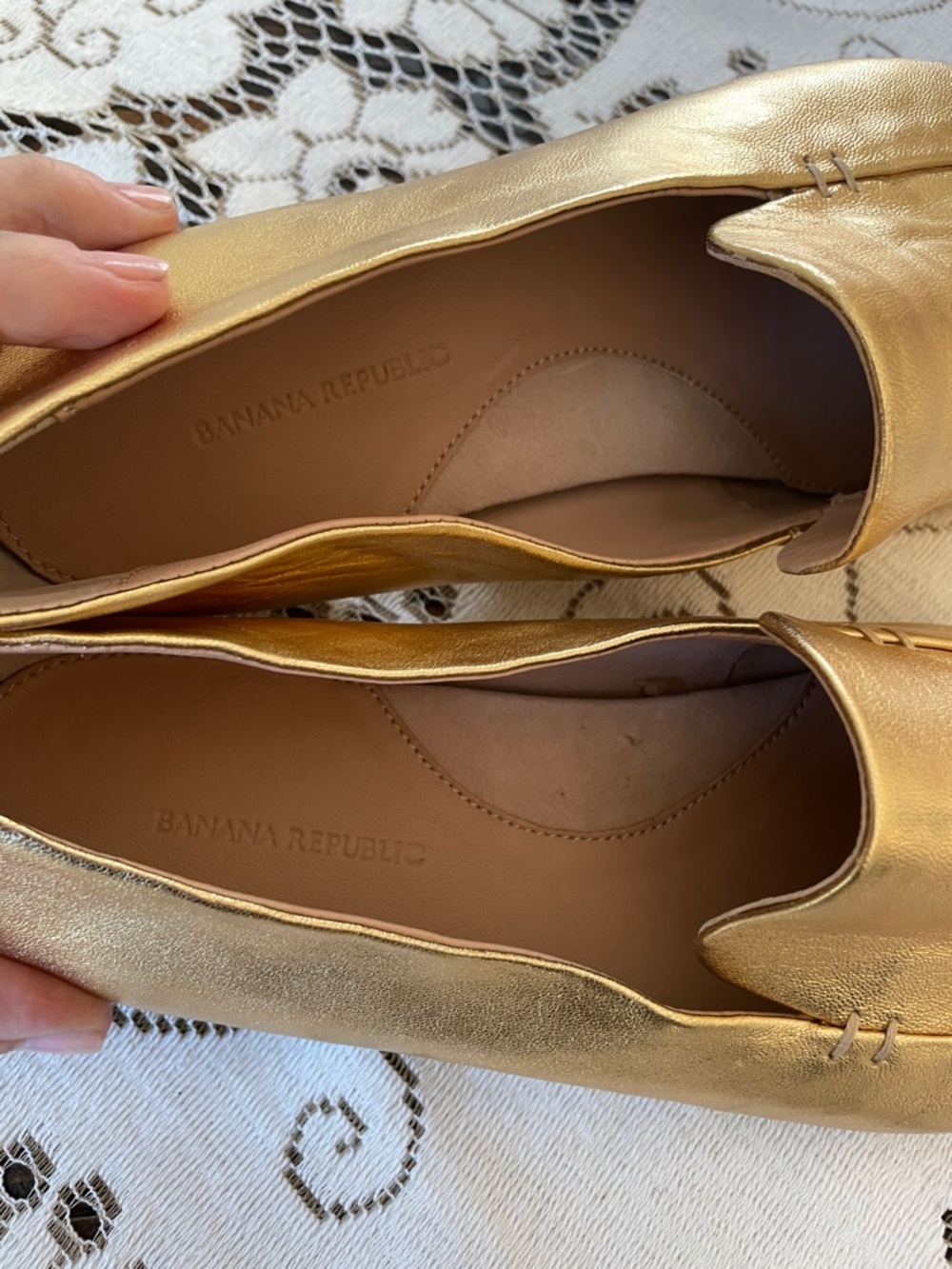 Banana Republic Metallic Gold Leather Loafers - Picture 3 of 9